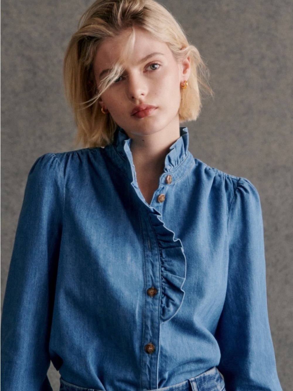 Sézane Chlo Shirt - Deep Blue Denim, S 34 (US 2)